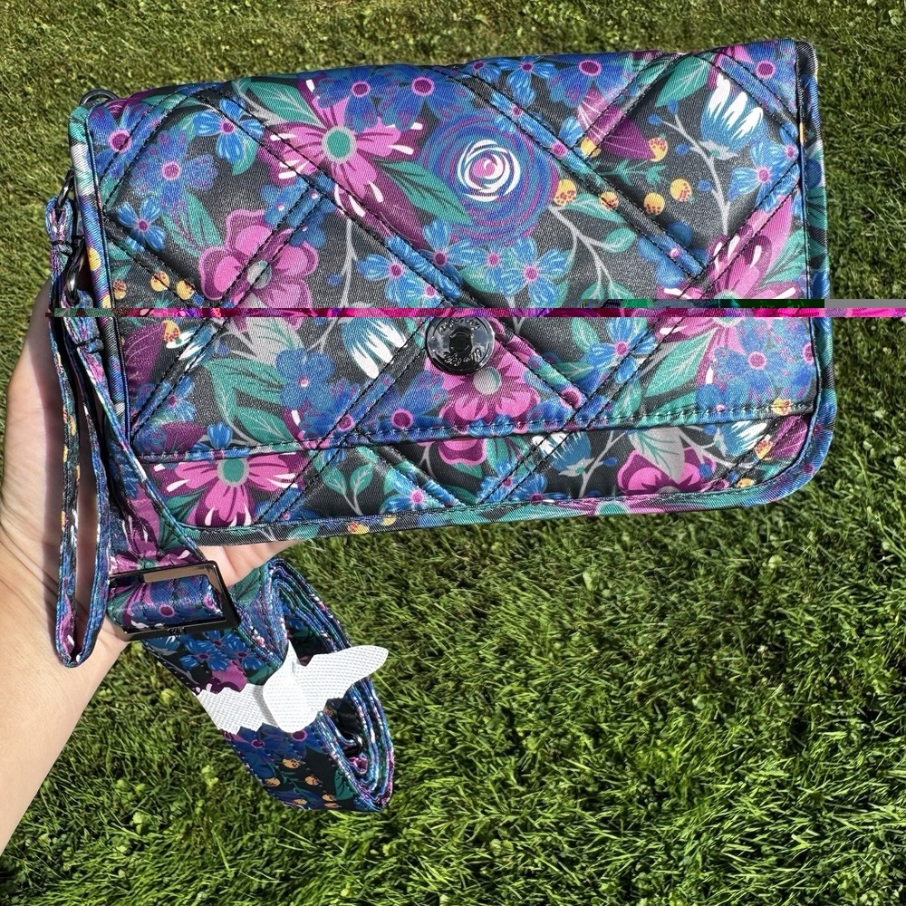 Lug Zeppelin Sky Blue Zip-Around Wristlet Wallet Blue Purple Pink Floral *Unused